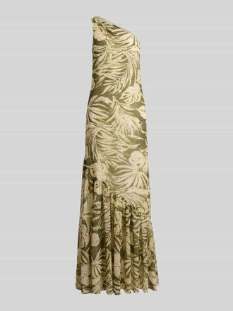 Lauren Ralph Lauren One Shoulder Abendkleid mit Volants in Oliv, Gr&ouml;&szlig;e 34