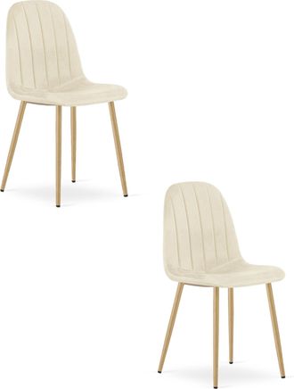 OEM Silla Padva - Terciopelo Beige Claro / Patas De Roble X 2