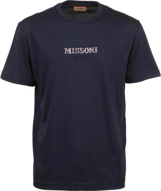 Missoni Stijlvol T-Shirt - Heren - T-shirts - Blauw - S - Katoen - Tops