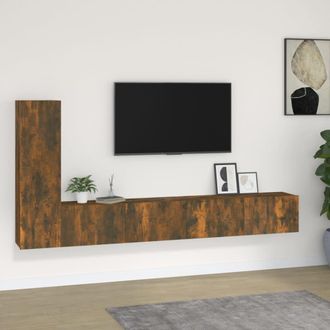vidaXL Vidaxl - Set De Muebles De Tv 3 Pzas Madera Contrachapada Roble Ahumado