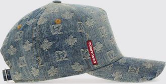 Dsquared2 Cappello da baseball in denim di cotone con logo jacquard e visiera rigida