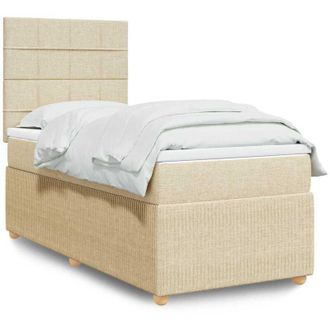 vidaXL Cama Box Spring Con Colch&oacute;n Tela Color Crema 90x200 Cm Vidaxl