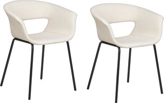 Beliani Beliani - Conjunto De 2 Sillas Modernas Asientos Tapizados Poli&eacute;ster Patas De Metal Para Comedor Cocina Beige Abilene