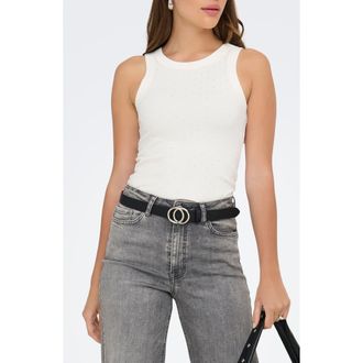 Only Arnhem Rhinestone Sleeveless Top in Cloud Dancer Detail Silver Rs at Nordstrom Rack, Size X-Small