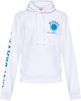 Diesel Mens Diesel Dot Logo White Hoodie - Size: 38