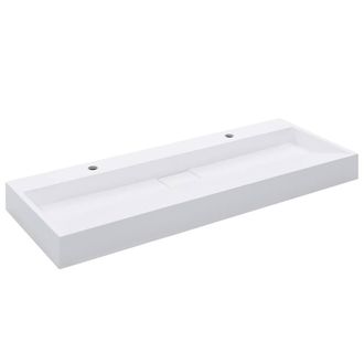 Berkfield Home Wash Basin 120x46x11 cm Mineral Cast/Marble Cast White | Size: 120 x 46 x 11 cm