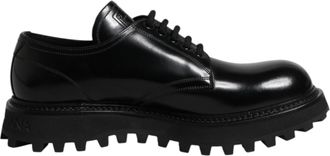 Dolce & Gabbana Black Leather Lace Up Trekking Dress Mens Shoes (Pre-Owned)