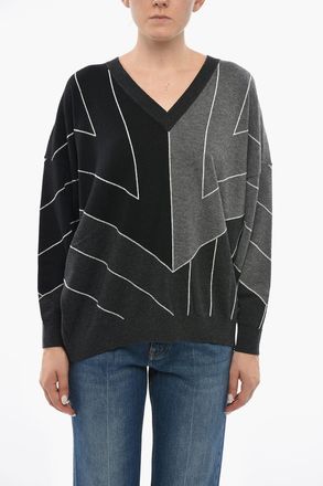 Stella McCartney FRANK STELLA Maglia in Lana Vergine con Scollo a V Stella McCartney