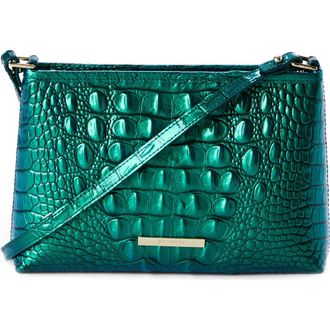 Brahmin Lorelei Croc Embossed Leather Shoulder Bag in Mystic Green Melbourne at Nordstrom