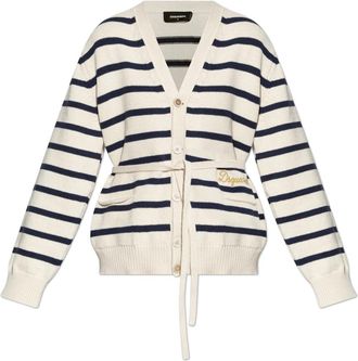 Dsquared2 Belted Cardigan - Dames - Vesten - Beige - S - Katoen - Truien & Vesten