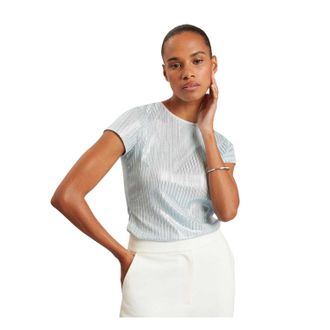 Ted Baker Dames/Dames Metallic Normaal T-Shirt (Lichtblauw)