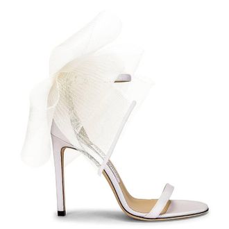 Jimmy Choo London Aveline 100 Asymmetric Bow Deatil Sandals, Brand Size 40.5 ( US Size 10.5 )