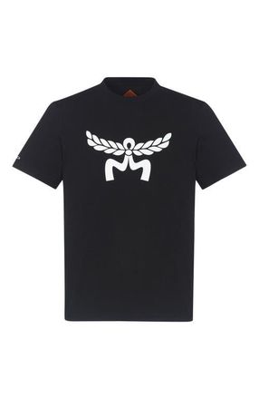 MCM Laurel Logo Print T-Shirt in Organic Cotton in Black at Nordstrom, Size Medium