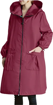 Generic Lightweight Waterproof Jacket Womens Casual Active Outdoor Walking Raincoats with Hooded Breathable Zip Up Softshell Jackets with Pockets Ladies Plus 