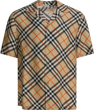 Burberry Oversized Silk Shirt Shirts Beige