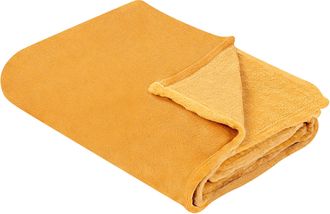 Beliani Manta Naranja 200 X 220 Cm Poli&eacute;ster Colcha Cubrecama Suave Moderno Bayburt