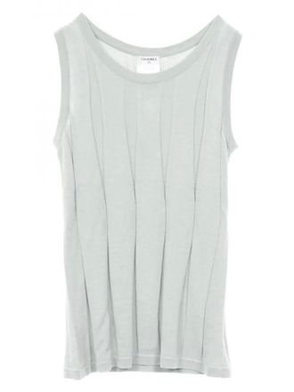 Chanel ribbed top - women - Cotton - 36 - Green