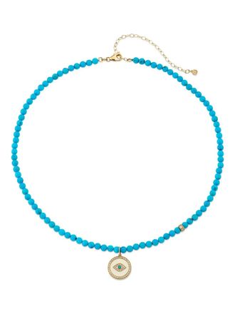 Sydney Evan 14K yellow gold Evil Eye diamond and turquoise necklace - women - 14kt Yellow Gold/Diamond/Turquoise - One Size