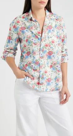 Frank & Eileen Eileen Relaxed Button-Up Shirt in Pink Red Blue Flowers at Nordstrom, Size X-Small