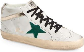 Golden Goose Mid Star Bio Sneaker in White/Green/Platinum/Pink at Nordstrom, Size 11Us