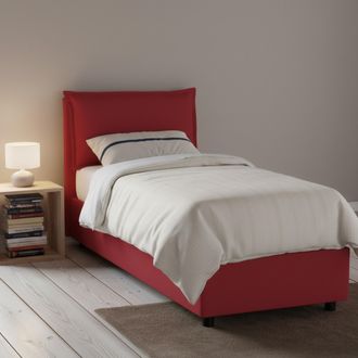 Talamo Italia Cama Individual Carla, Cama Contenedor Con Revestimiento De Tela, 100% Made In Italy, Apertura Frontal, Adecuado Para Colch&oacute;n Cm 90x200, Rojo, Con Emb