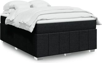 vidaXL Cama Box Spring Con Colch&oacute;n Tela Negro 140x200 Cm Vidaxl