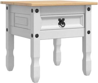 vidaXL End Table with Drawer White 50 x 50 x50 cm Solid Pine Wood vidaXL