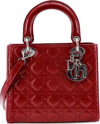 Dior Lady Dior Bag Cannage Quilt Patent Medium satchel - Rosso