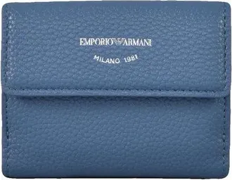 Emporio Armani Textured Leather Wallet With Fold-Over Flap And Embossed Branding