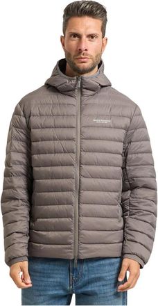 A|X Armani Exchange Grijze donsjas met hoge kraag - Heren - Gewatteerde jassen - Grijs - L - Nylon - Jassen