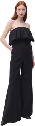 SIMKHAI Ruche Detail Zwart Jumpsuit - Dames - Jumpsuits - Zwart - M - Katoen - Jumpsuits & Playsuits