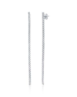 Suzy Levian Suzy Levian Gala Collection Silver Cz Tennis Dangle Earrings