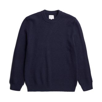Norse Projects Truien & Vesten, Heren, Blauw, M, Katoen, Geribbelde Sweater met Ronde Hals