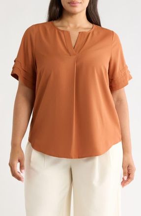 Anne Klein Pleat Popover Top in Cedar Spice at Nordstrom, Size 3 X