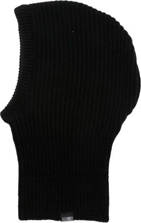 Maison Margiela Geribbelde Beanie met Logopatch - Dames - Hoeden - Zwart - M - Accessoires