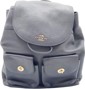 Coach Navy Leather Backpack (Pre-Owned)