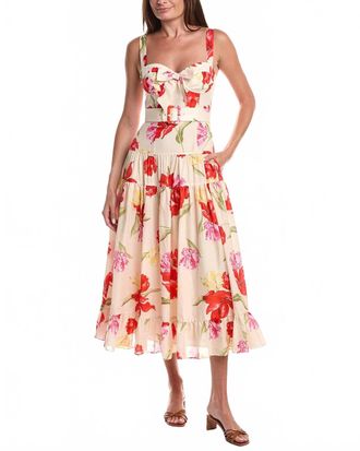 Hutch Klea Midi Dress In Watercolor Rococo Bouquet Ivory