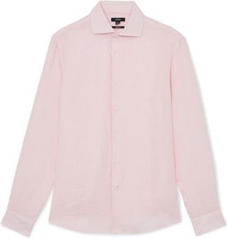 Reiss Ruban Linen Button-Up Shirt in Rose Pink at Nordstrom, Size Xx-Large