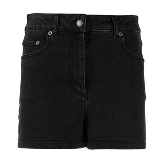 Moschino Korte Broeken, Dames, Zwart, S, Denim, Denim Stretch Shorts met Sesamstraat Label