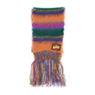 Marni Winter Scarves, male, Multicolor, Size: ONE SIZE Mohair Blend Striped Scarf with Fringe