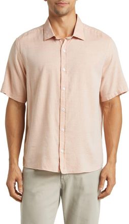 Robert Barakett Mount Eden Short Sleeve Button-Up Shirt in Salmon at Nordstrom Rack, Size Medium