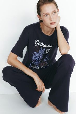 H&M Printed Cotton Pajamas in Navy Blue/getaway Goals at Nordstrom, Size X-Large