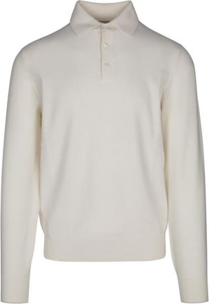 Brunello Cucinelli White Long-sleeve Cashmere Polo