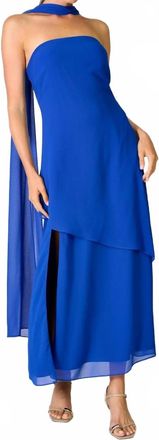 Line & Dot Azure Maxi Scarf Dress In Blue