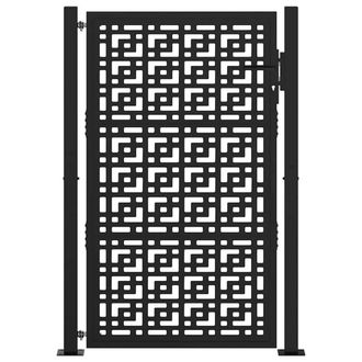 Berkfield Home Beautiful Garden Gate Black 105x155 cm Steel Cross Design