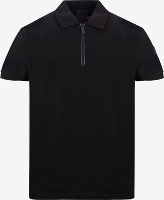 Moncler Polohemd mit reflektierendem Reissverschluss Matt Black