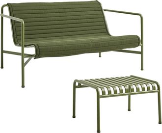 HAY Palissade Lounge Sofa mit Quilted Cushion + Ottoman, olive