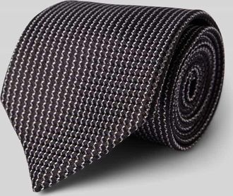 HUGO BOSS Seidenkrawatte mit Allover-Muster in Dunkelbraun, Größe 1