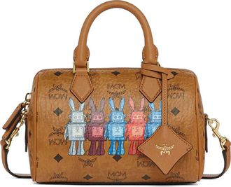 MCM Small Ella Boston Bag in Rabot Visetos in Cognac at Nordstrom