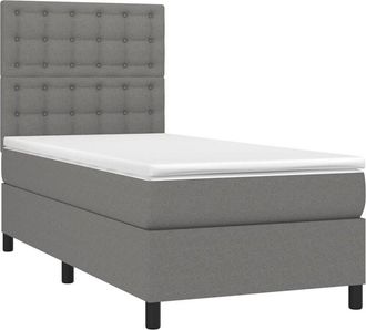 vidaXL Vidaxl - Cama Box Spring Con Colch&oacute;n Tela Gris Oscuro 90x200 Cm